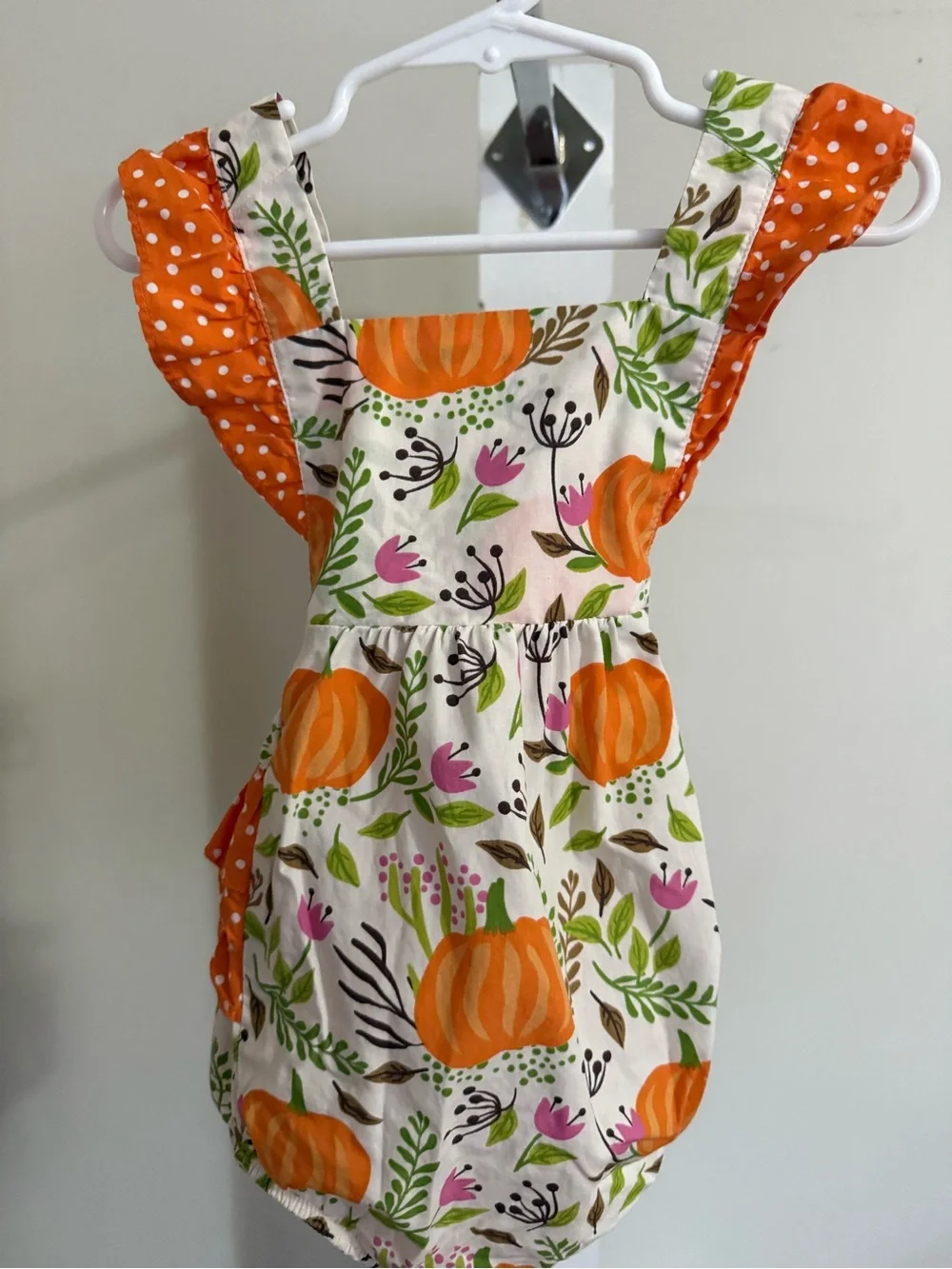 Boutique Pumpkin Ruffle Butt Bubble Romper